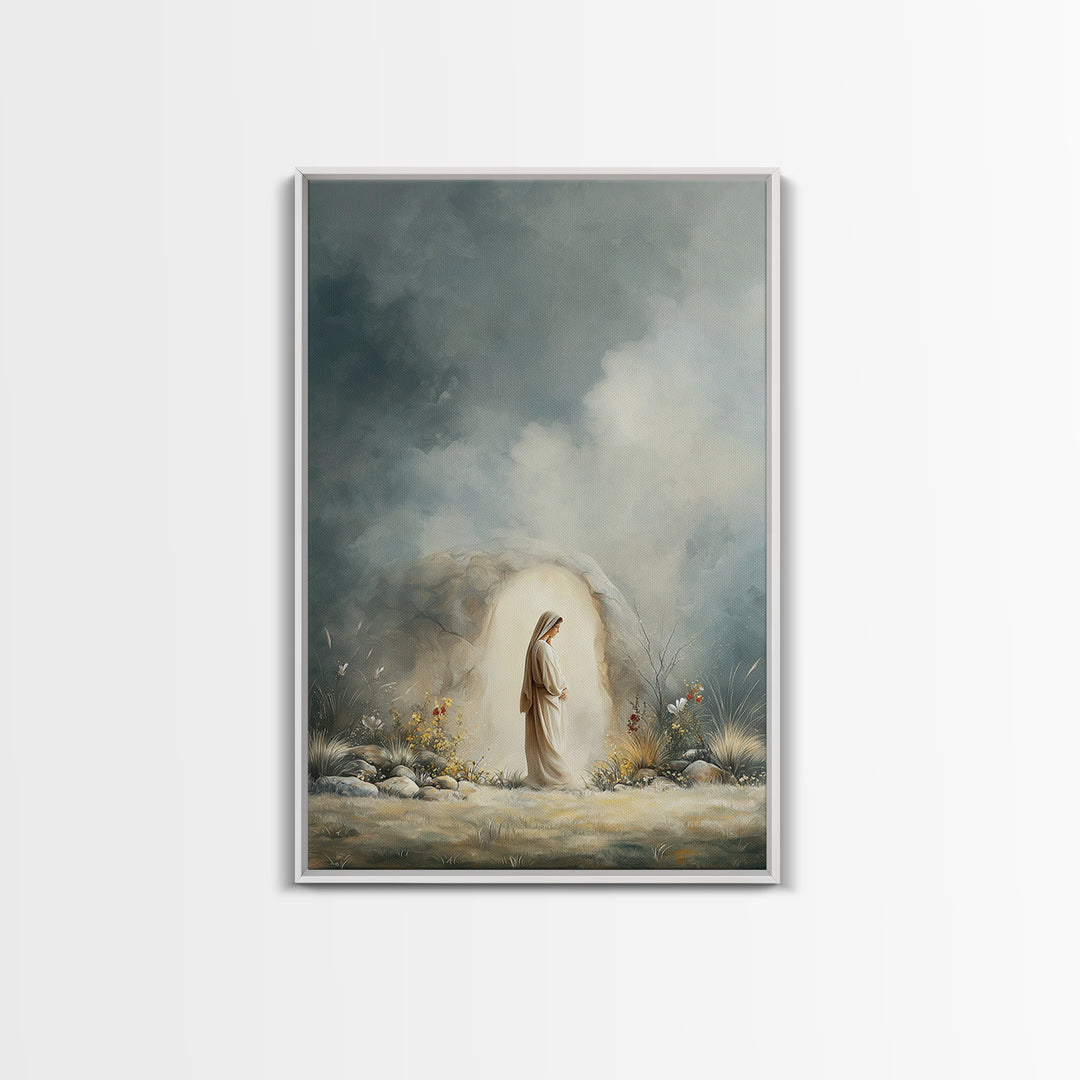 Tombside Dawn – Framed Canvas Print – Christian Art – Christian Art Canvas – Subtle Christian Art – Christian Wall Art – Christian Painting