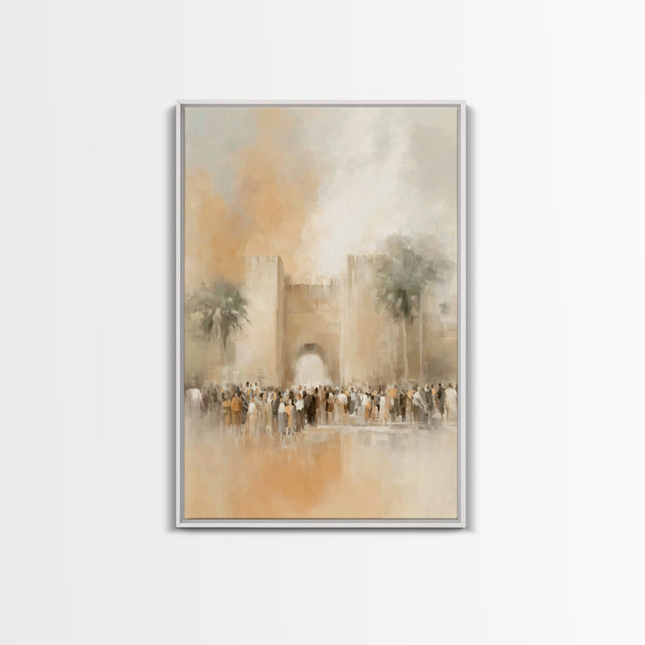 Hosanna At The Gate – Framed Canvas Print – Christian Wall Art – Christian Art Canvas – Christian Paintings – Moody Christian Art