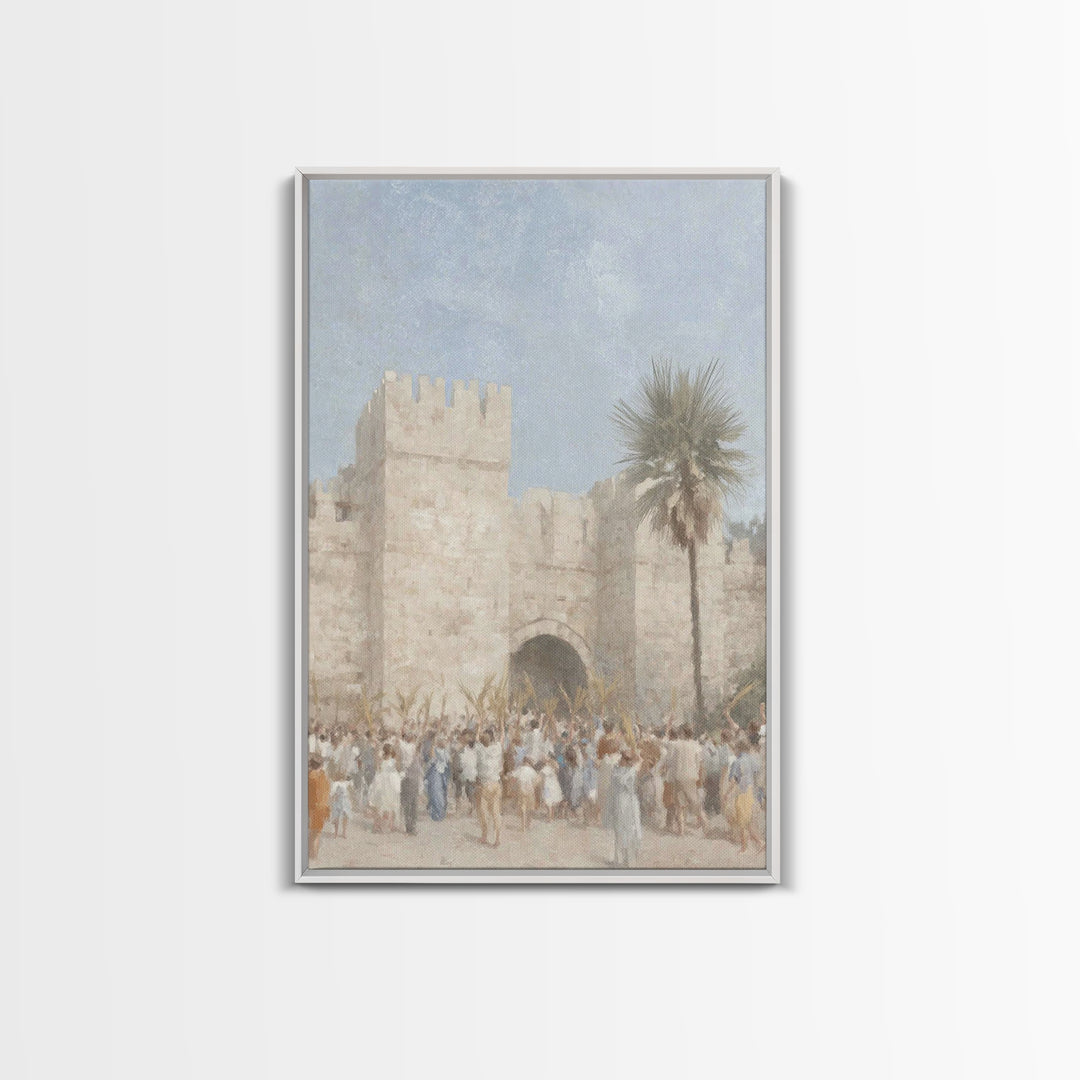 Palm Day Rejoicing, Framed Canvas Print, Christian Art Canvas, Christian Wall Art, Subtle Christian Art, Christian Art Prints