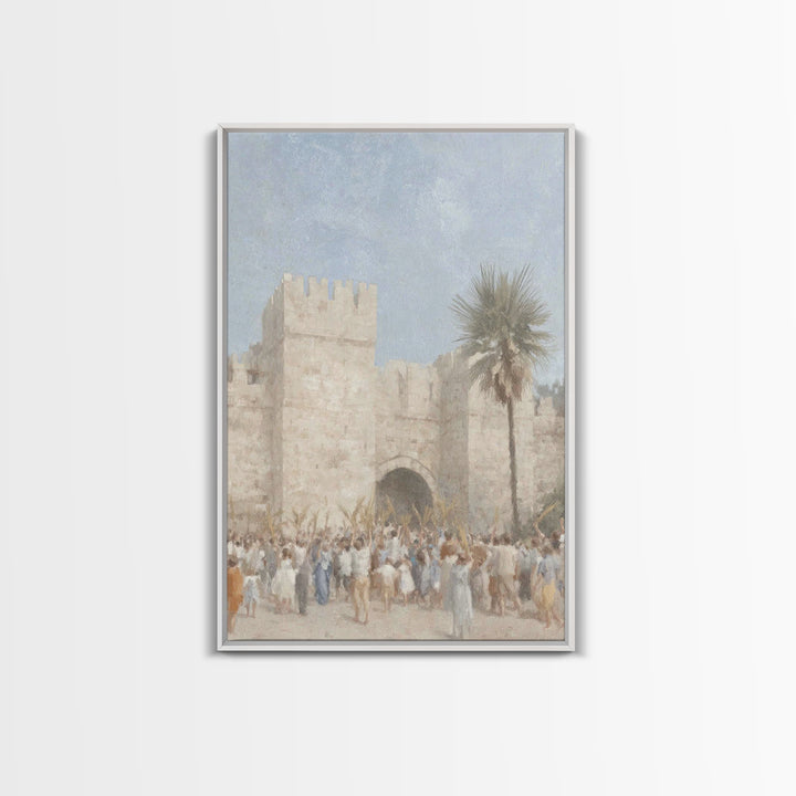 Palm Day Rejoicing, Framed Canvas Print, Christian Art Canvas, Christian Wall Art, Subtle Christian Art, Christian Art Prints