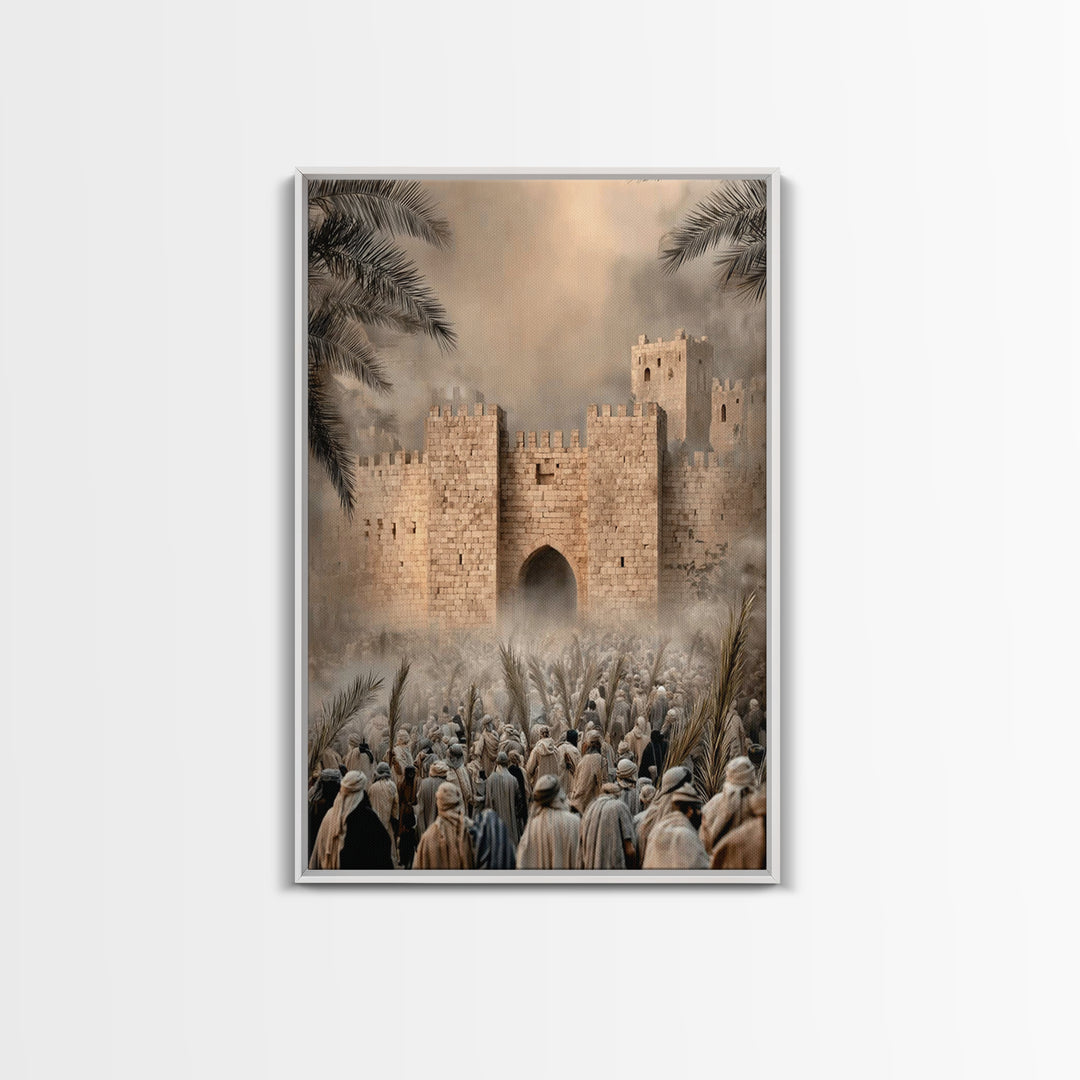 Triumphant Entry Dawn – Framed Canvas Print – Christian Art Painting – Christian Wall Art – Christian Art Canvas – Unique Christian Art