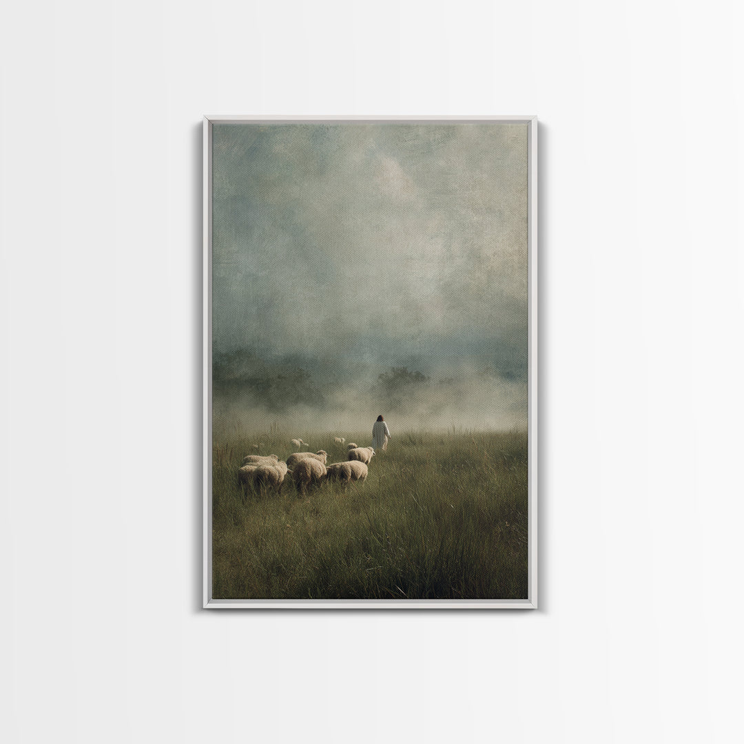 Blessed Shepherd Path – Framed Canvas Print – Jesus Painting – Christian Art Canvas – Christian Wall Art – Large Christian Painting
