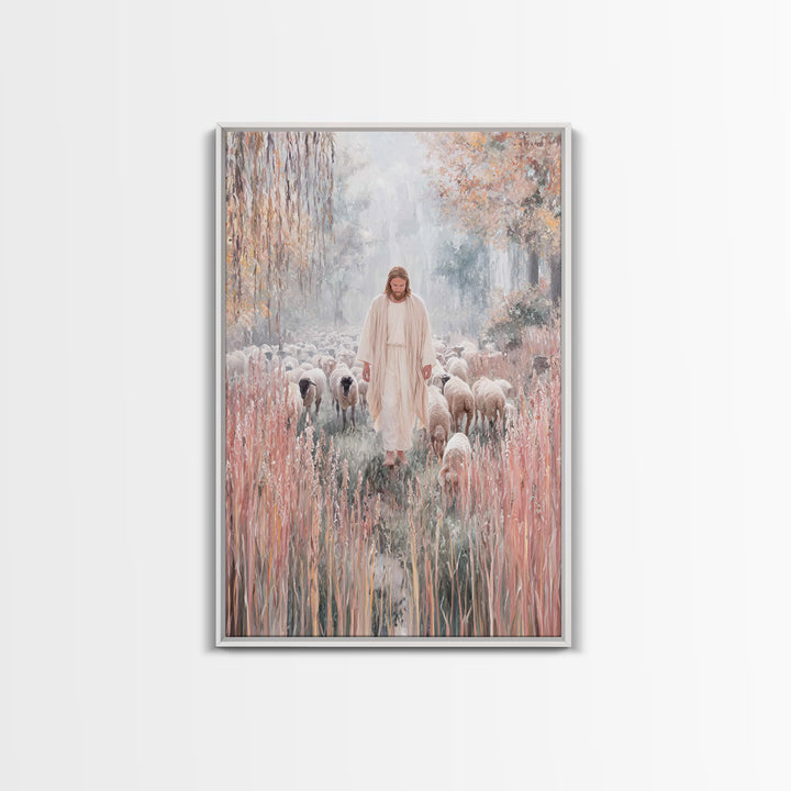 Shepherd Of Light | Framed Canvas Print | Jesus Painting Canvas | Christian Art | Large Jesus Wall Art | Modern Christian Painting