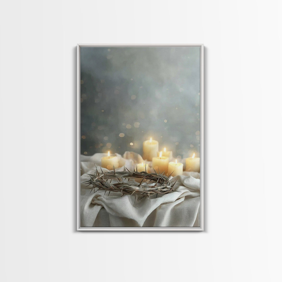 Glowing Redemption, Framed Canvas Print, Christian Art Canvas, Christian Wall Art, Moody Christian Art, Christian Gift Ideas