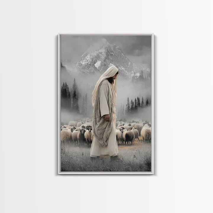 Mountain Mercy - Framed Canvas Print - Christian Wall Art - Jesus Painting - Christian Art Canvas - Moody Christian Art - Christmas Art