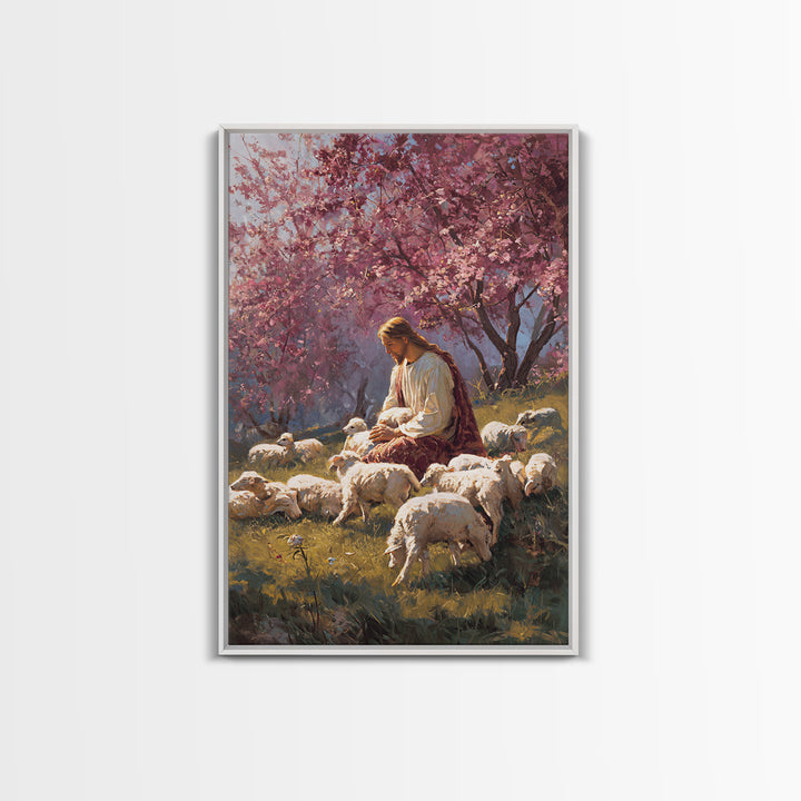 Blossoms Of Peace - Framed Canvas Print - Christian Art Canvas - Jesus Painting - Christian Wall Art - Spring Christian Art - Christian Gif