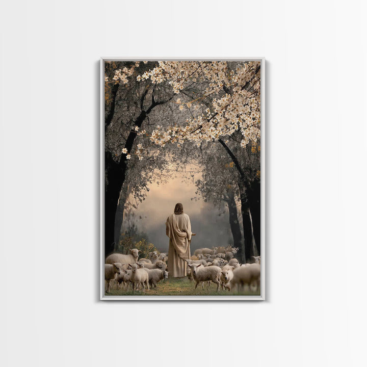 Blossom Path – Framed Canvas Print – Christian Art Canvas – Christian Art Print – Jesus Painting – Christian Wall Art – Christian Christmas
