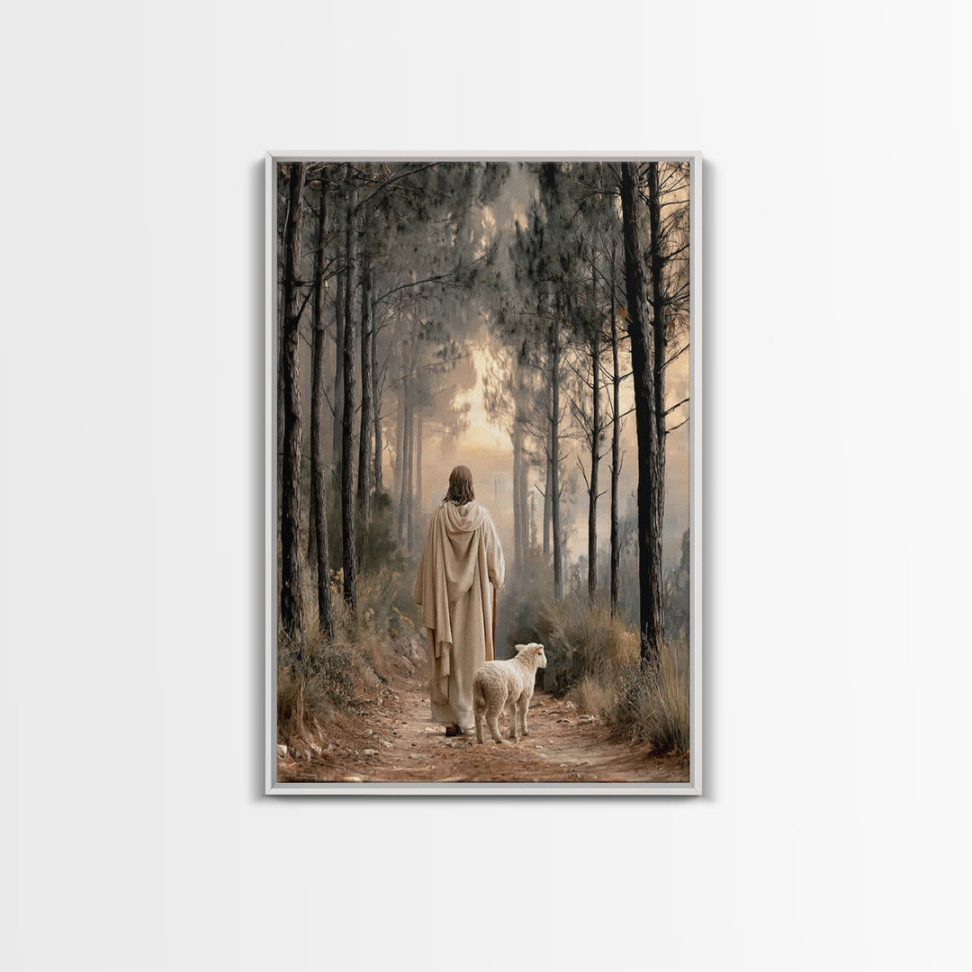 Autumn Ascent – Framed Canvas Print – Christian Wall Art – Jesus Painting – Christian Art Canvas – Minimalist Christian Art – Christian Dec