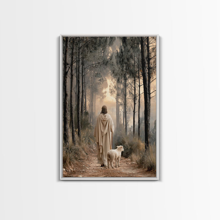 Autumn Ascent – Framed Canvas Print – Christian Wall Art – Jesus Painting – Christian Art Canvas – Minimalist Christian Art – Christian Dec