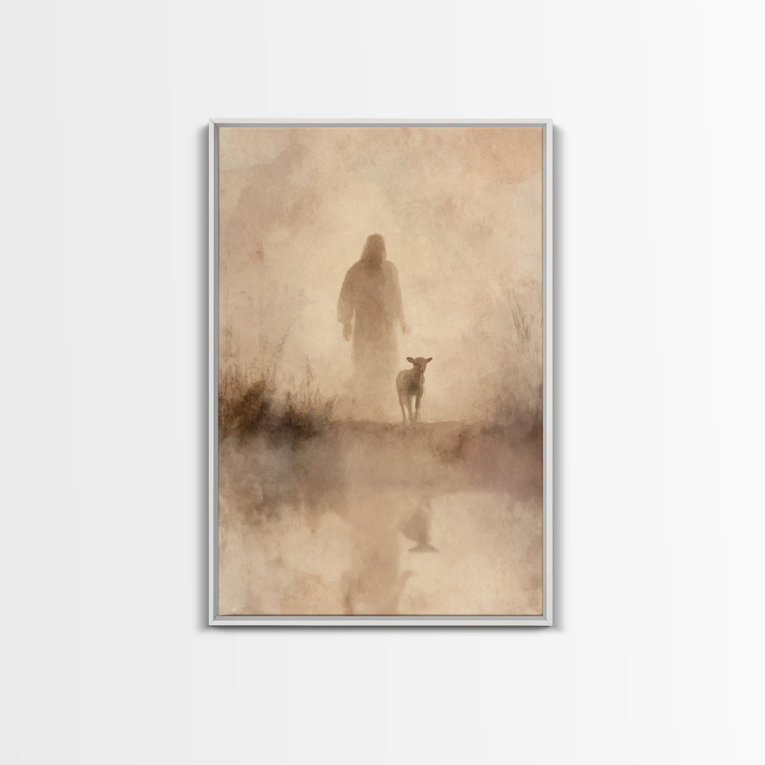 Shepherd’s Dawn – Framed Canvas Print – Christian Wall Art – Jesus Painting – Christian Art Canvas – Vintage Christian Art – Christian Art