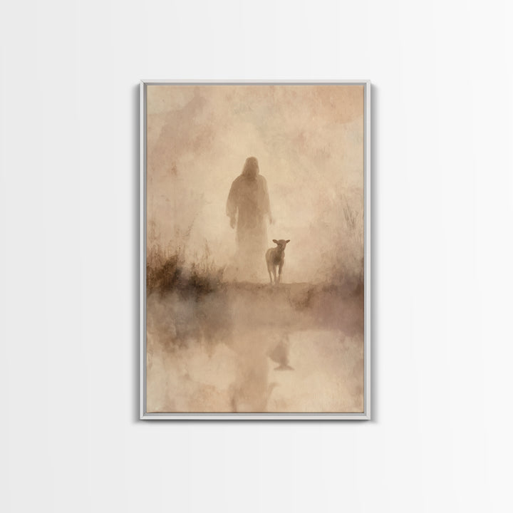 Shepherd’s Dawn – Framed Canvas Print – Christian Wall Art – Jesus Painting – Christian Art Canvas – Vintage Christian Art – Christian Art
