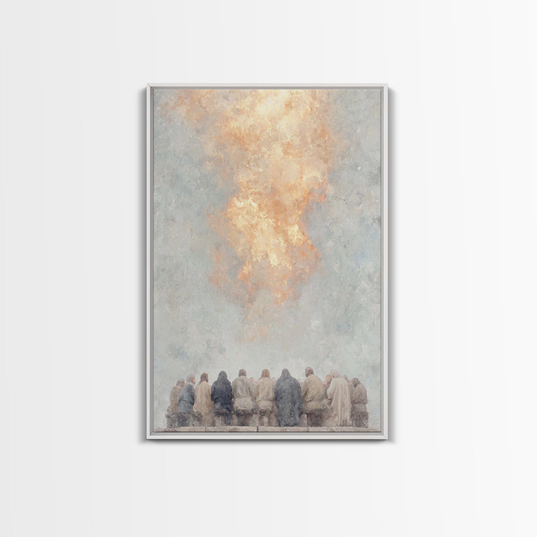 Pentecost Flame – Framed Canvas Print – Christian Wall Art – Christian Art Canvas – Christian Painting – Vintage Christian Art – Christian