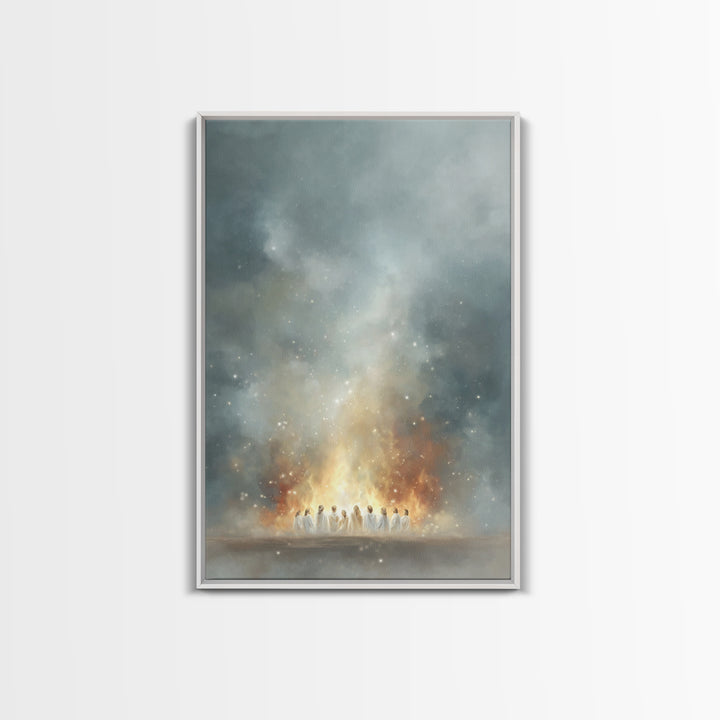 Heavenly Fire – Framed Canvas Print – Christian Wall Art – Christian Art Canvas – Jesus Painting – Moody Christian Art – Large Christian Pa