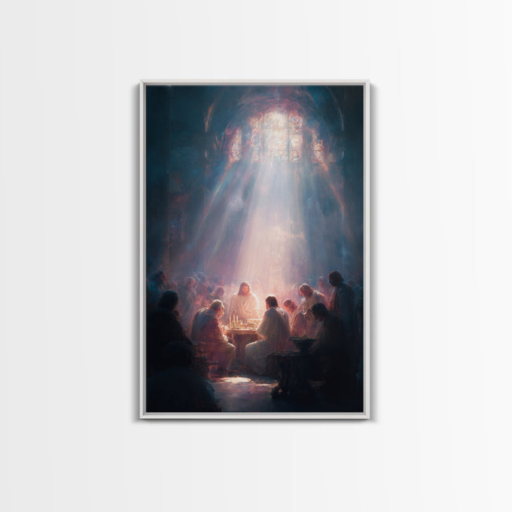 Table Of Light – Framed Canvas Print – Christian Art Canvas – Christian Wall Art – Large Jesus Painting – Modern Christian Art – Christian