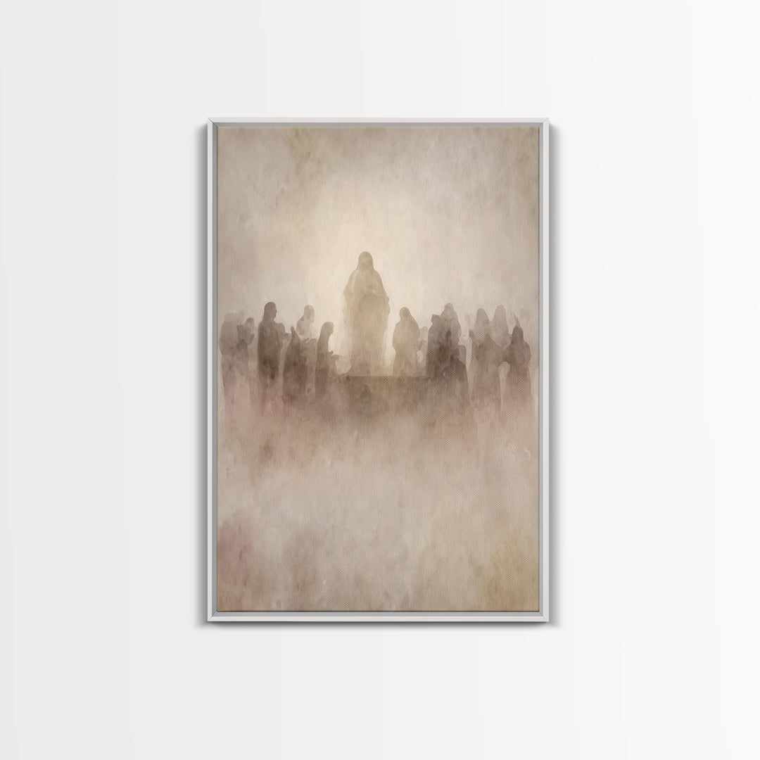 Holy Gathering – Framed Canvas Print – Christian Wall Art – Subtle Christian Art – Christian Art Canvas – Christian Painting – Vintage Chri