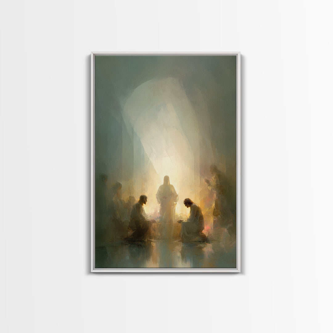Radiant Supper – Framed Canvas Print – Christian Art Canvas – Christian Wall Art – Modern Christian Painting – Jesus Painting – Christian A