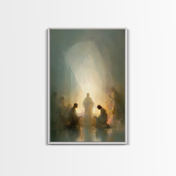Radiant Supper – Framed Canvas Print – Christian Art Canvas – Christian Wall Art – Modern Christian Painting – Jesus Painting – Christian A