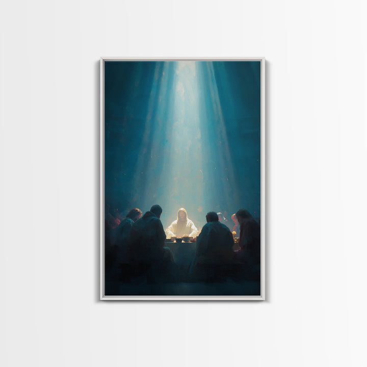 Light Of Communion – Framed Canvas Print – Christian Art Canvas – Christian Wall Art – Large Christian Painting – Moody Christian Art – Jes