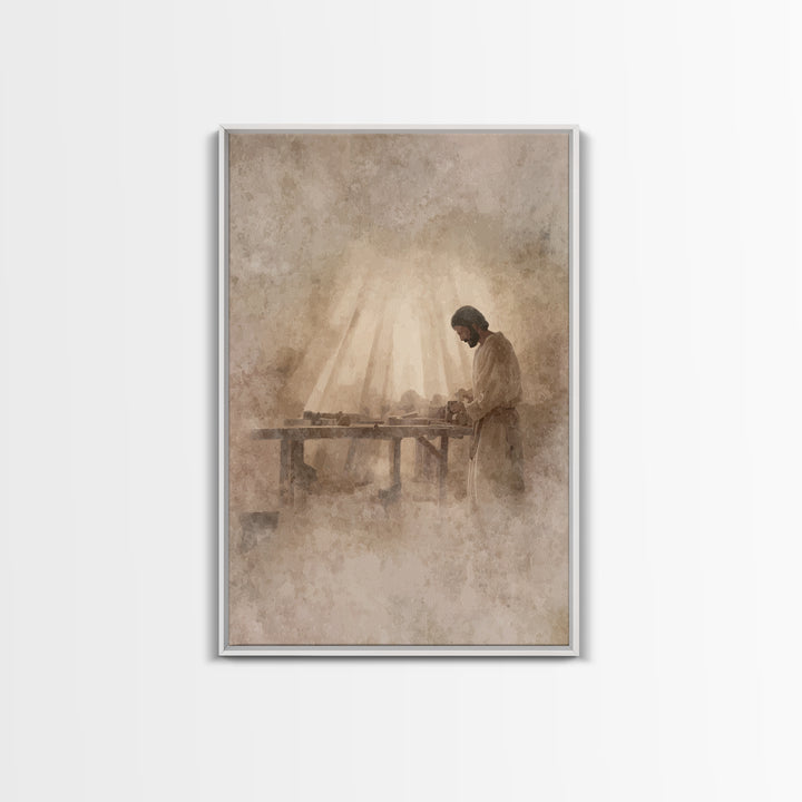 Carpenter’s Grace – Framed Canvas Print – Christian Art Canvas – Christian Wall Art – Christian Painting – Vintage Christian Art – Christia