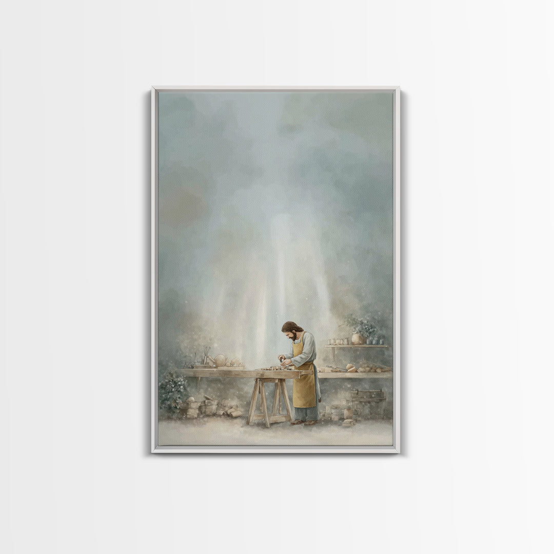 Workshop Of Faith – Framed Canvas Print – Christian Wall Art – Christian Art Canvas – Modern Christian Art – Subtle Christian Art – Christi