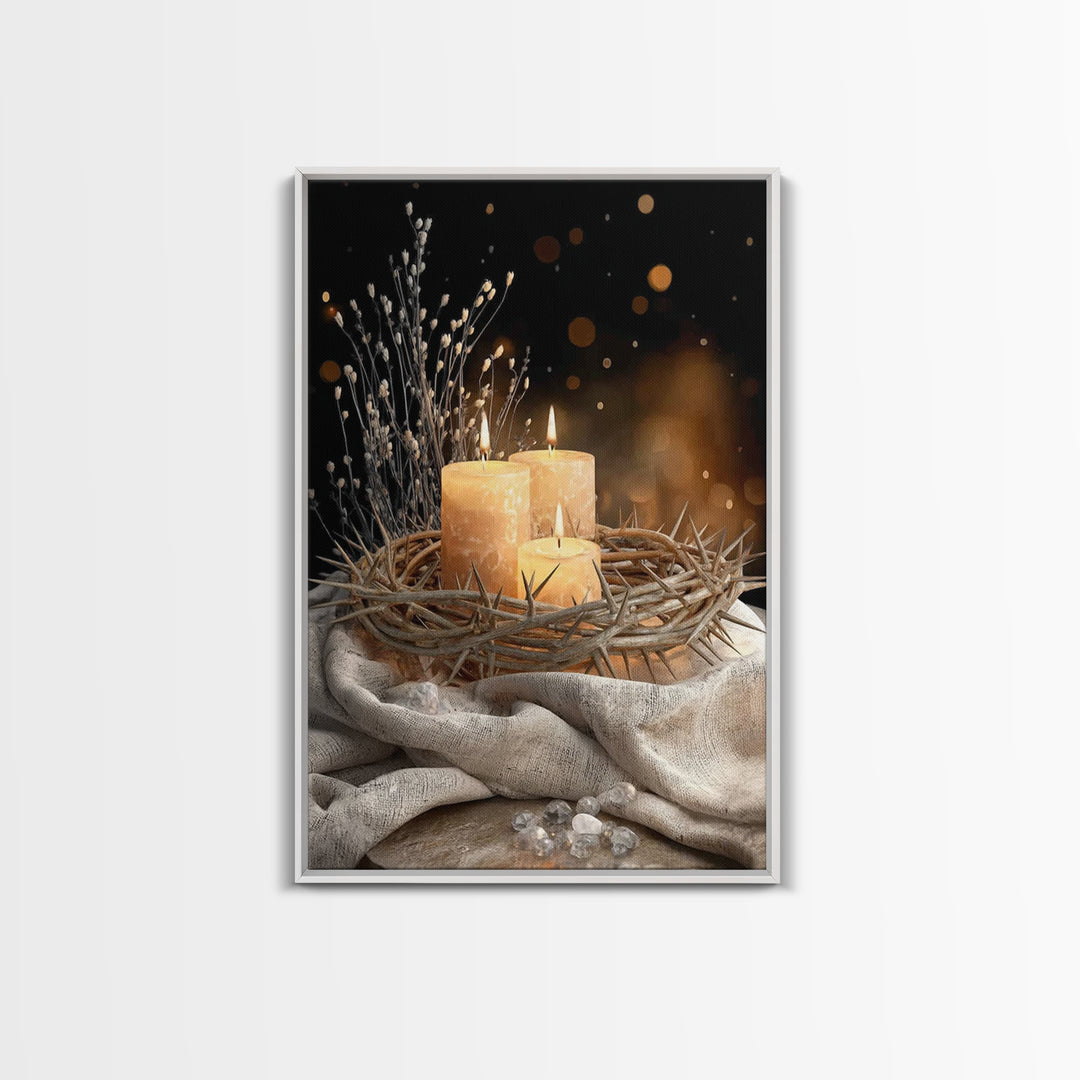 Crown Of Light – Framed Canvas Print – Christian Wall Art – Christian Art Canvas – Christmas Art – Christian Decor – Moody Christian Art