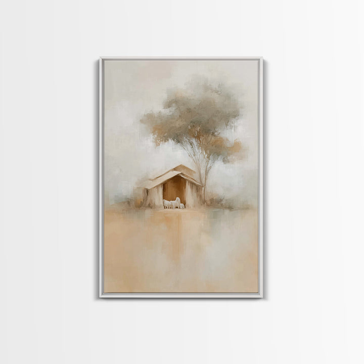 Silent Manger Peace – Framed Canvas Print – Christian Art Canvas – Minimalist Christian Art – Christmas Wall Art – Unique Christian Art – C