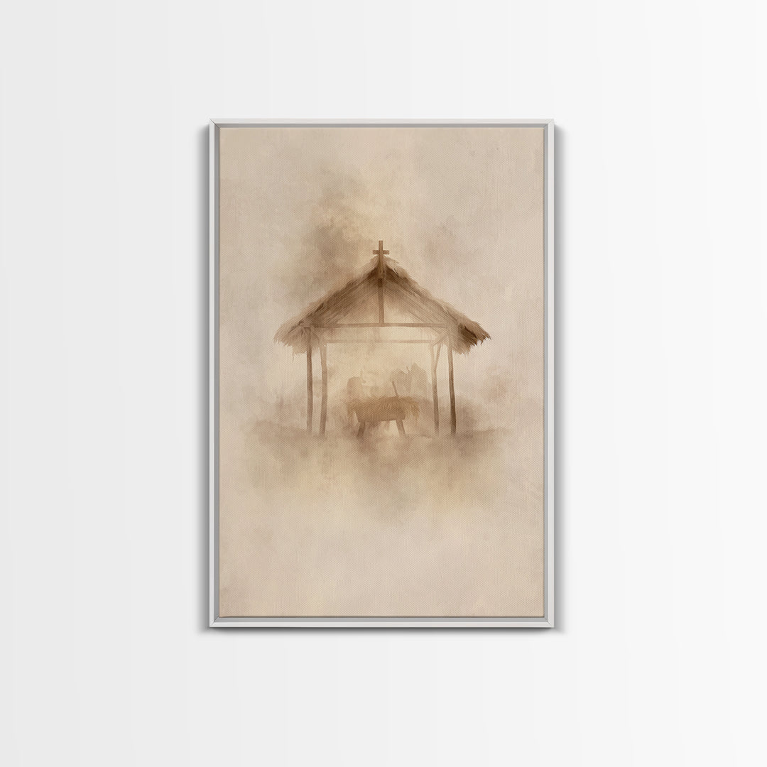 Holy Light Haven – Framed Canvas Print – Christian Art Canvas – Christian Christmas Decor – Jesus Painting – Christmas Art – Subtle Christi