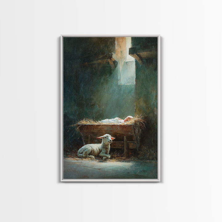 Father’s Gentle Watch – Framed Canvas Print – Christian Wall Art – Jesus Painting – Christian Art Canvas – Christmas Art Prints – Christian