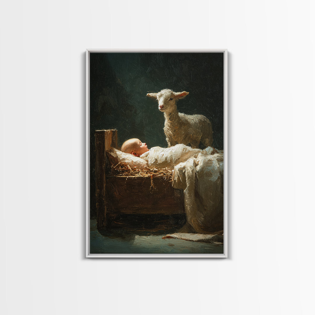 Gentle Watch Grace – Framed Canvas Print – Christian Art Canvas – Modern Christian Painting – Christian Wall Art – Jesus Christmas Art – Ch