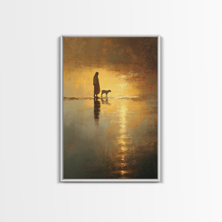 Golden Quiet Valley – Framed Canvas Print – Christian Art Canvas – Moody Christian Art – Jesus Painting – Christian Wall Art – Christian De