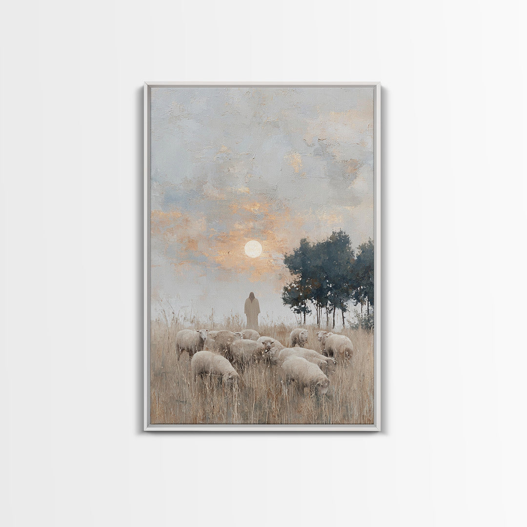 Pasture Of Mercy – Framed Canvas Print – Christian Art Print – Christian Wall Art – Jesus Painting – Christian Art Canvas – Christian Chris