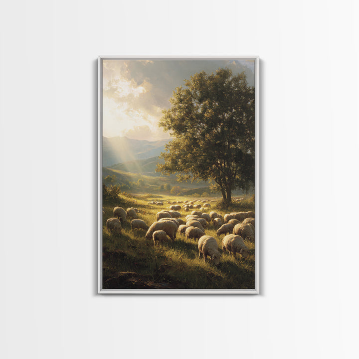Dawn Of The Shepherds – Framed Canvas Print – Christian Wall Art – Christian Art Canvas – Christian Christmas Art – Pastoral Scenery – Chri