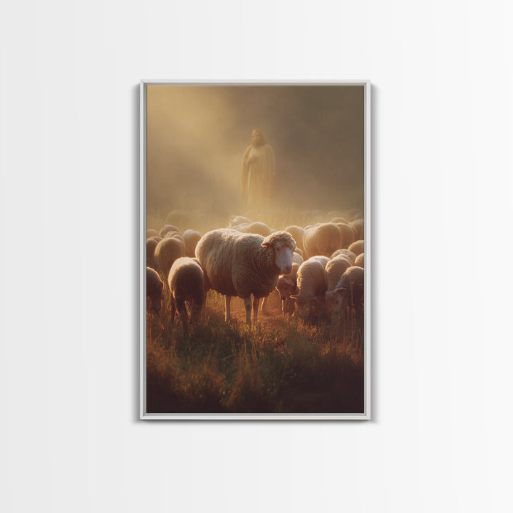 Shepherd’s Watchlight – Framed Canvas Print – Jesus Painting – Christian Art Canvas – Christian Christmas Art – Moody Christian Art – Chris
