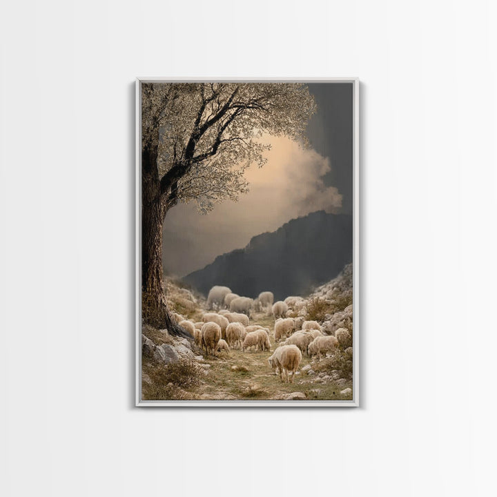 Olive Path Grace – Framed Canvas Print – Christian Wall Art – Christmas Art – Christian Art Canvas – Vintage Christian Art – Christian Deco