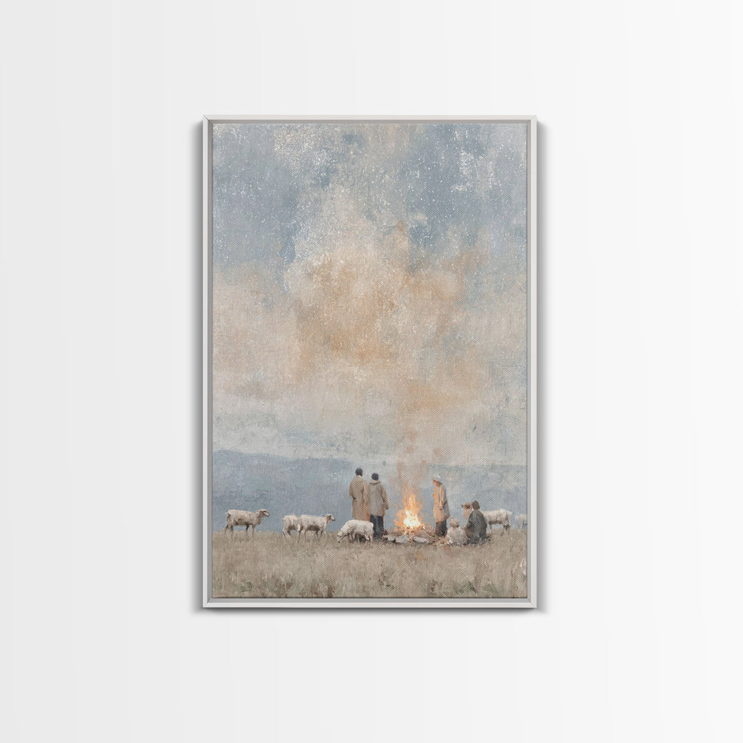 Still Night Vigil – Framed Canvas Print – Christian Art Canvas – Subtle Christian Art – Christian Painting – Christmas Art – Christian Wall