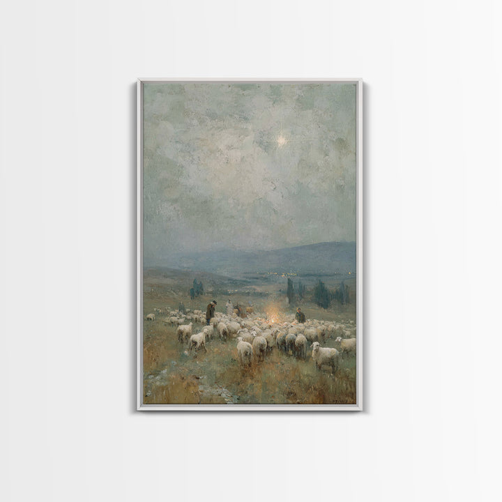 Bethlehem Horizon Star – Framed Canvas Print – Christian Wall Art – Christian Christmas Art – Christian Art Canvas – Pastoral Scenery – Chr