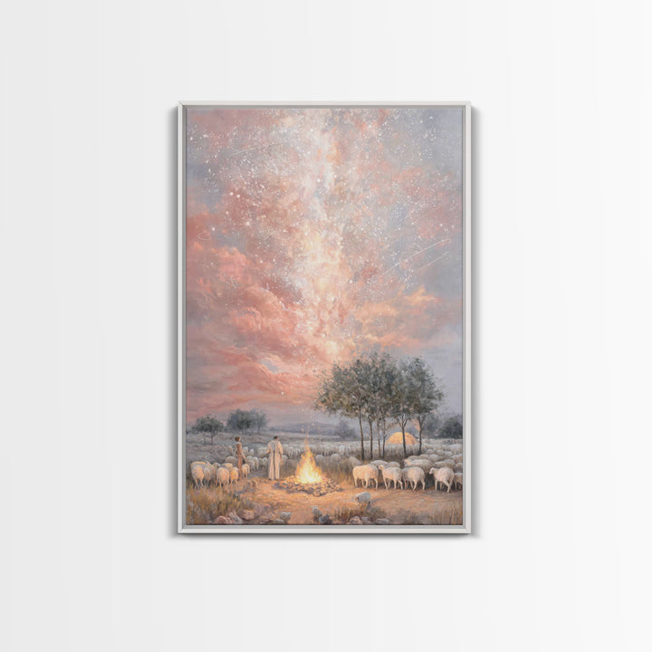 Glory In The Heavens – Framed Canvas Print – Christian Art Canvas – Christmas Art – Christian Wall Art – Christian Christmas Decor – Modern