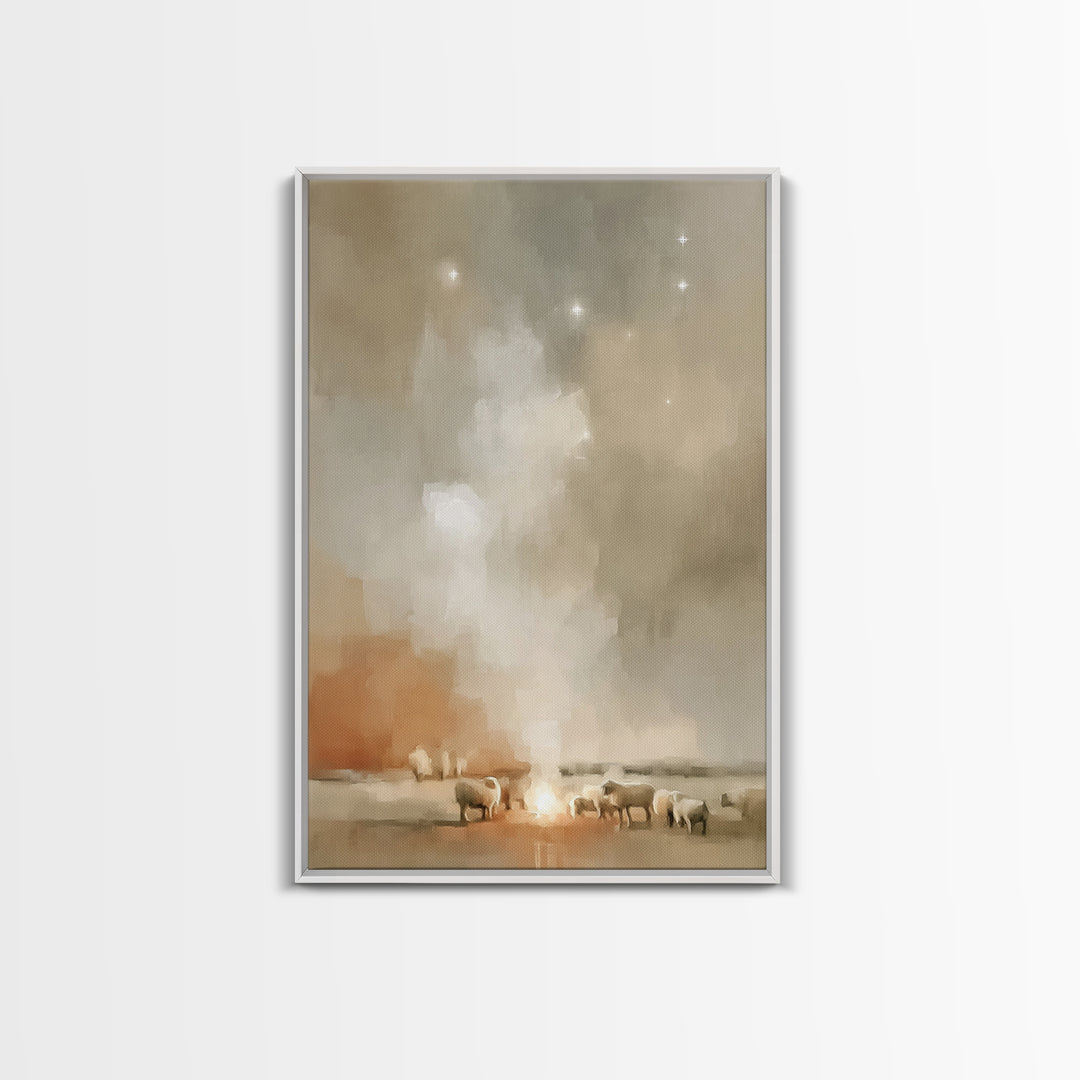 Silent Star Rising – Framed Canvas Print – Christian Wall Art – Christmas Art – Christian Art Canvas – Vintage Christian Art – Christian Ch