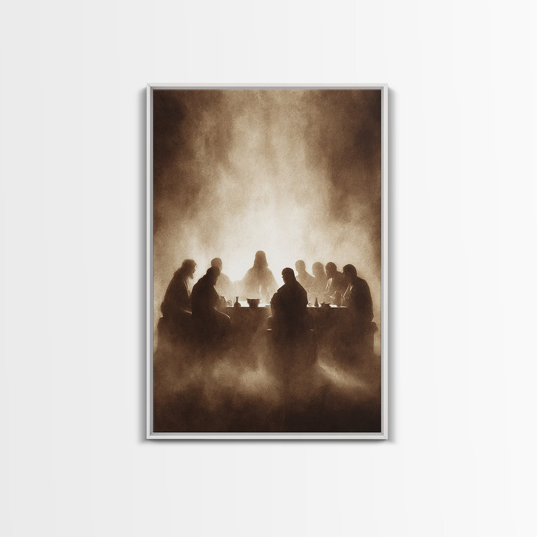 Table Of Fellowship – Framed Canvas Print – Christian Wall Art – Jesus Painting – Christian Art Canvas – Moody Christian Art – Christian Ch