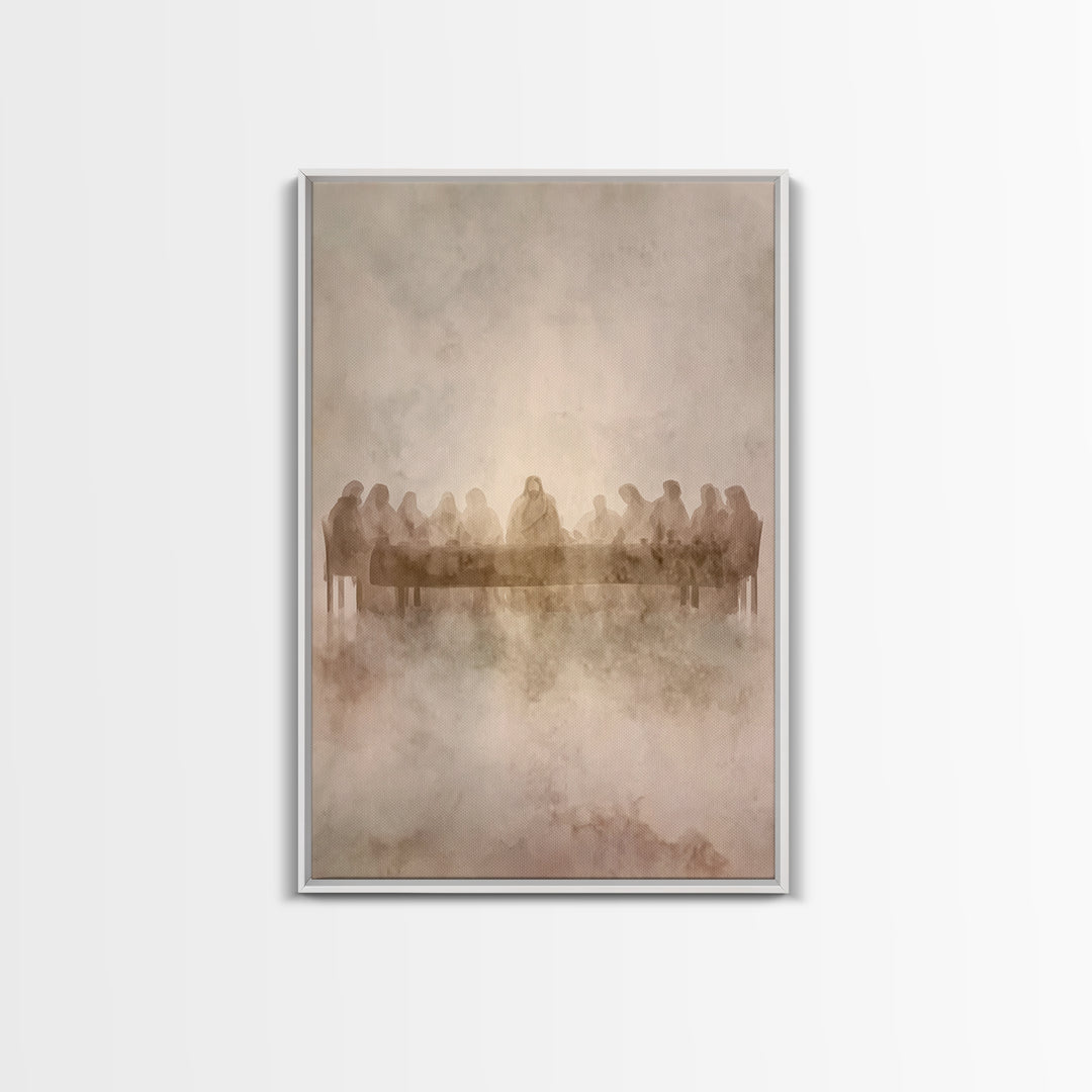 Table Of Twelve – Framed Canvas Print – Christian Art Canvas – Christian Wall Art – Jesus Painting – Minimalist Christian Art – Christian C