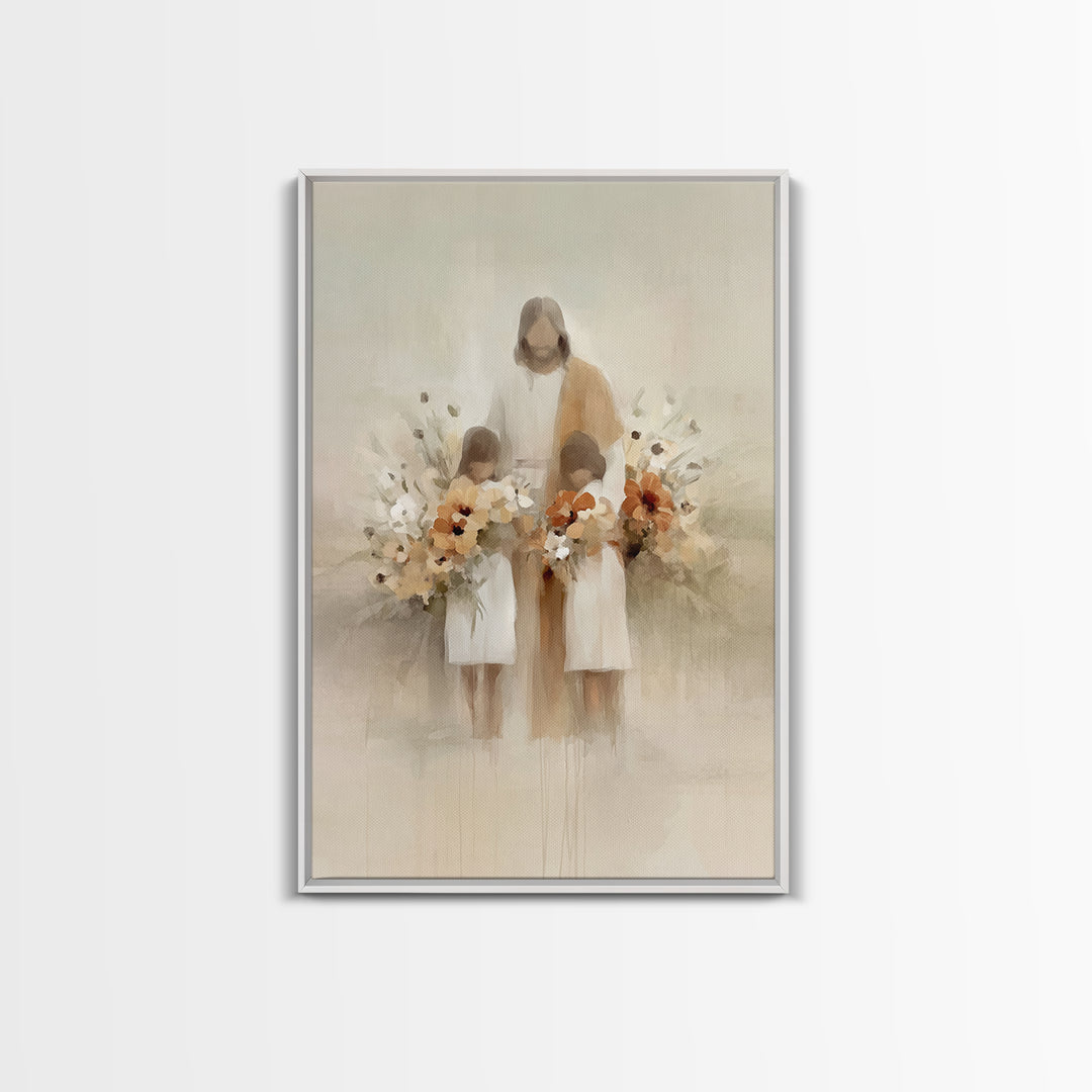 Garden Of Blessing | Framed Canvas Print | Christian Art Canvas | Jesus Art Print | Minimalist Christian Art | Christian Wall Art | Christi