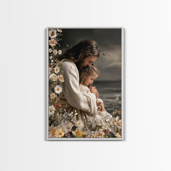Gentle Comfort – Framed Canvas Print – Jesus Painting – Christian Wall Art – Christian Art Canvas – Subtle Christian Art – Christian Gift I