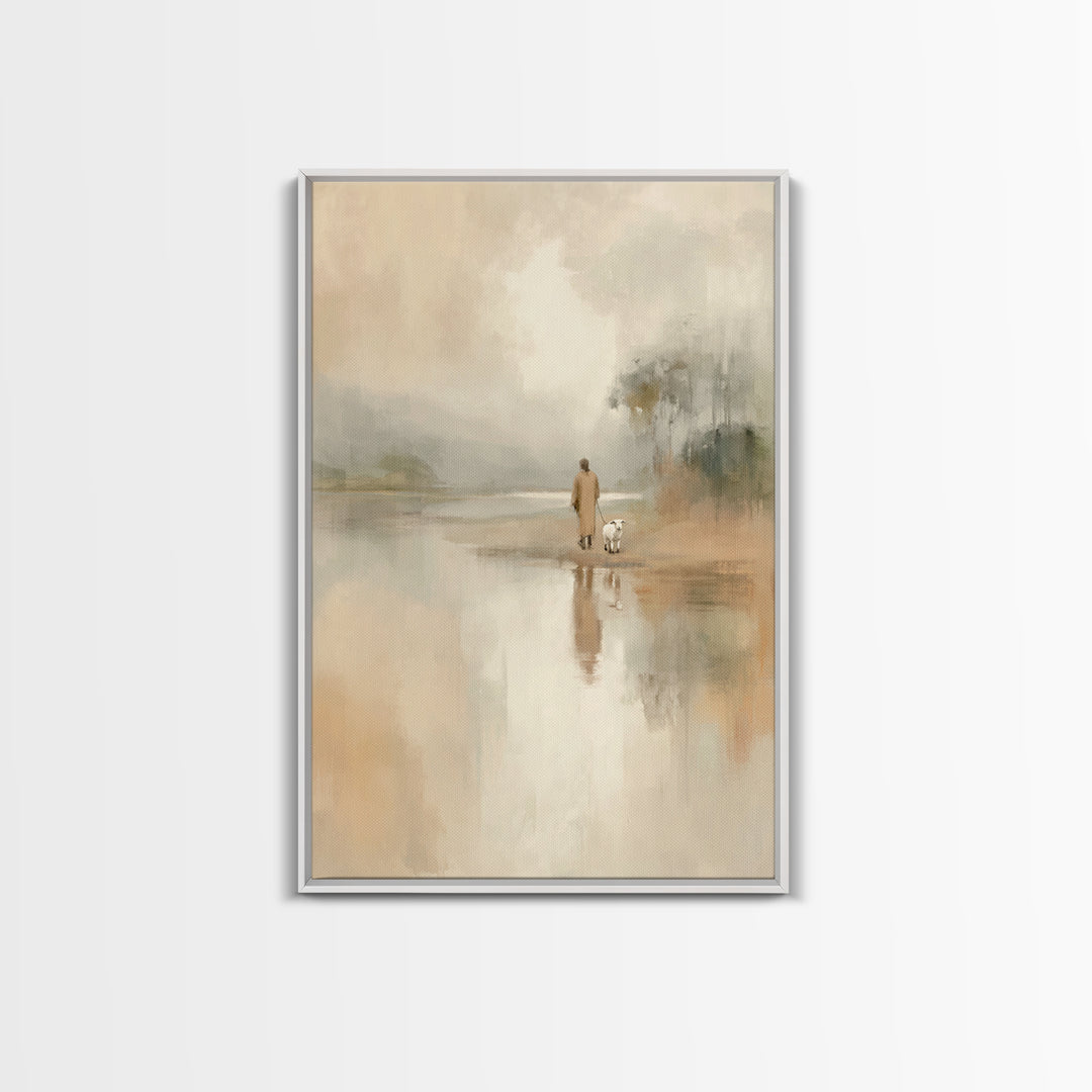 Quiet Shepherd Path – Framed Canvas Print – Christian Wall Art – Christian Art Canvas – Jesus Painting – Subtle Christian Art – Christmas A