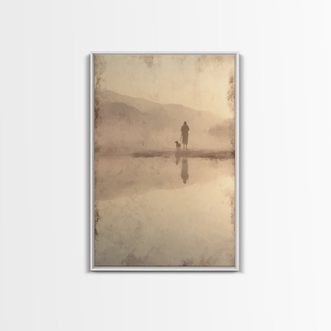 Peaceful Flock Light – Framed Canvas Print – Christian Art Canvas – Jesus Painting – Christian Wall Art – Vintage Christian Art – Christian