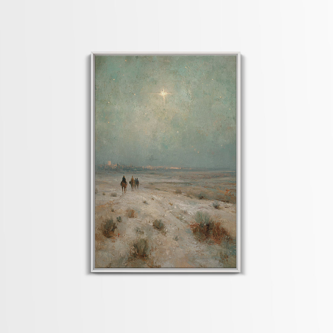 Three Kings Journey | Framed Canvas Print | Christmas Art | Christian Wall Art | Christian Art Canvas | Christian Christmas Art | Vintage C