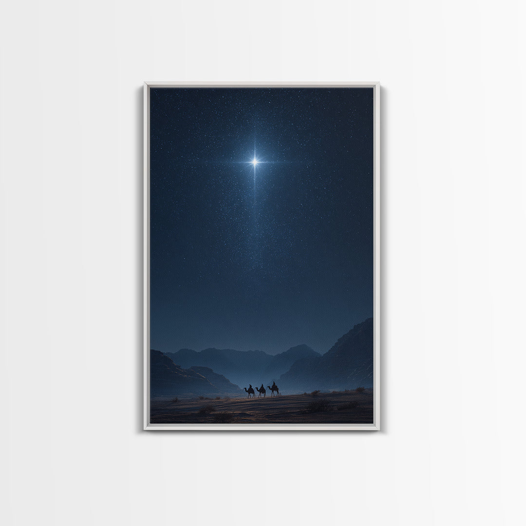 Night Of The Star, Framed Canvas Print, Christmas Art, Christian Wall Art, Christian Art Canvas, Modern Christian Art, Christian Christmas