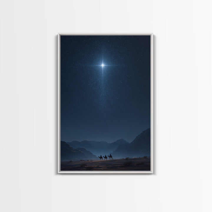 Night Of The Star, Framed Canvas Print, Christmas Art, Christian Wall Art, Christian Art Canvas, Modern Christian Art, Christian Christmas