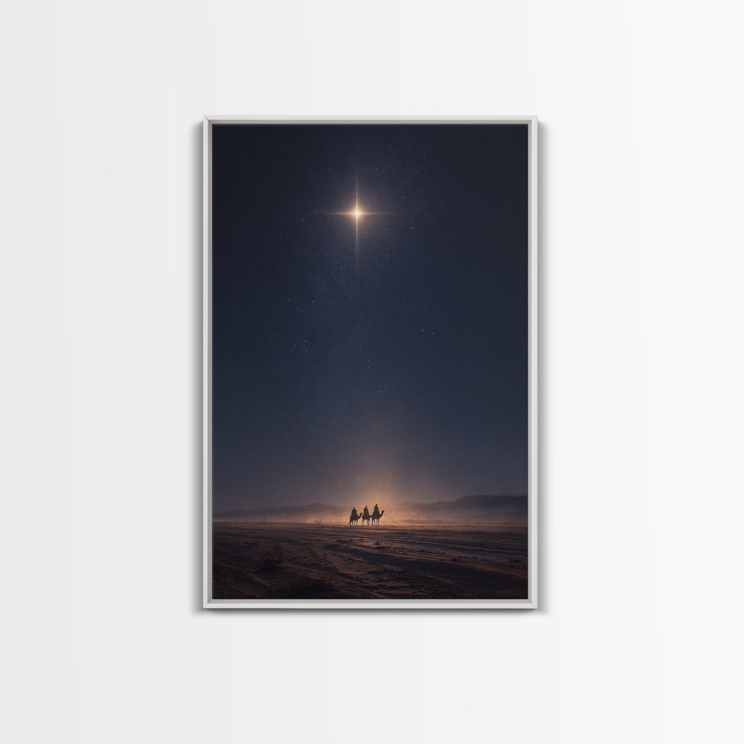 Bethlehem Night Glow – Framed Canvas Print – Christmas Art – Christian Art Canvas – Christian Wall Art – Modern Christian Art – Christian C
