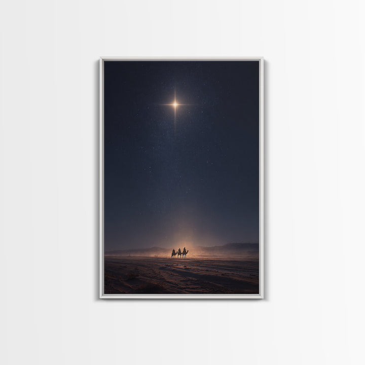 Bethlehem Night Glow – Framed Canvas Print – Christmas Art – Christian Art Canvas – Christian Wall Art – Modern Christian Art – Christian C