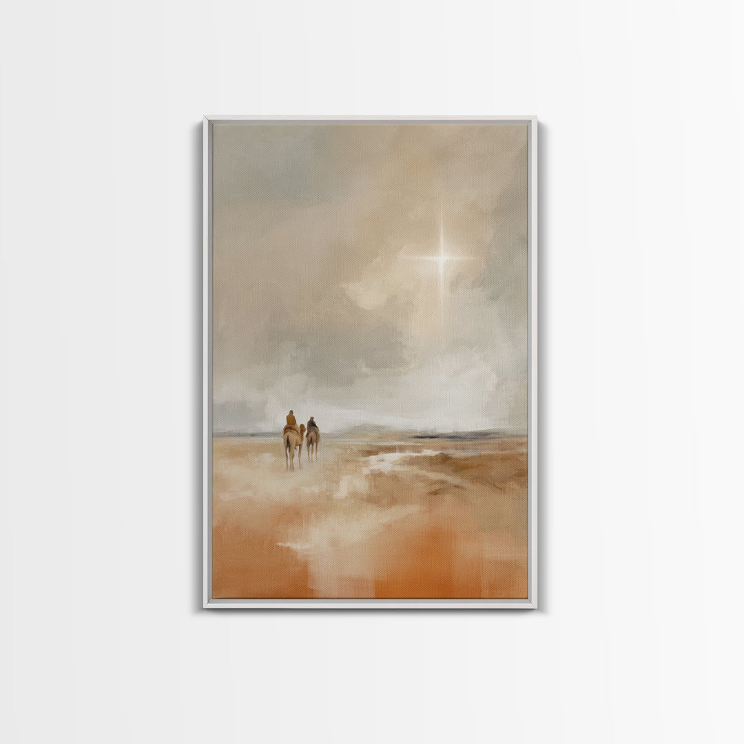 Desert Star Path, Framed Canvas Print, Christian Art Canvas, Christmas Art, Christian Wall Art, Minimalist Christian Art, Christian Christm